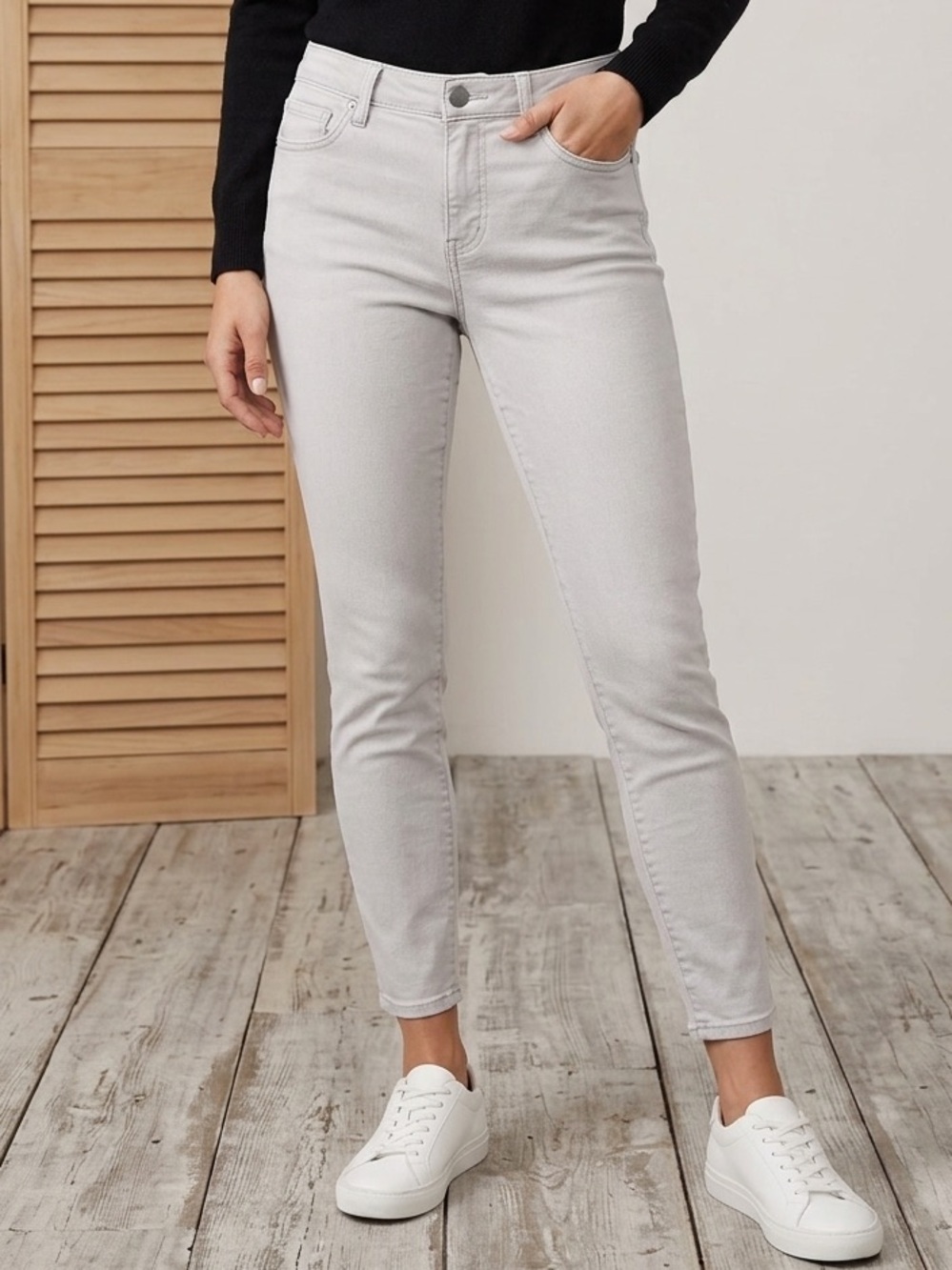 Liverpool Women's Light Gray High-Rise The Ankle Skinny Jeans Size 8